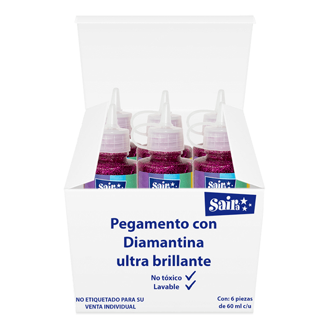 SILICON CON DIAMANTINA #05 FUCSIA 60ML CAJA C/6 PZAS