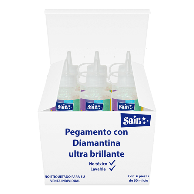 SILICON CON DIAMANTINA #10 BLANCO 60ML CAJA C/6 PZAS
