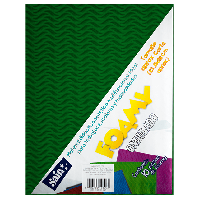 FOAMY ONDULADO 06 VERDE BANDERA T/CARTA PAQ C/10