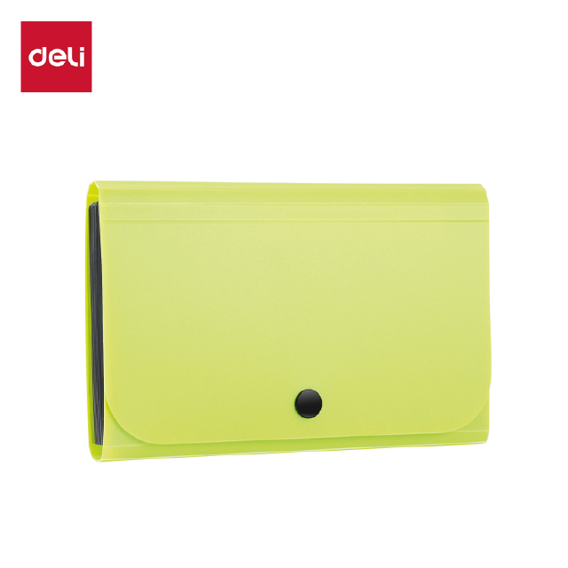 Deli 5561 Carpeta expandible verde con 13 separadores 17.8×10.5×3cm caja c/24 pzs