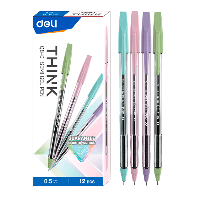 Deli Q8-C Bolígrafo azul 0.5mm caja c/12 pzas