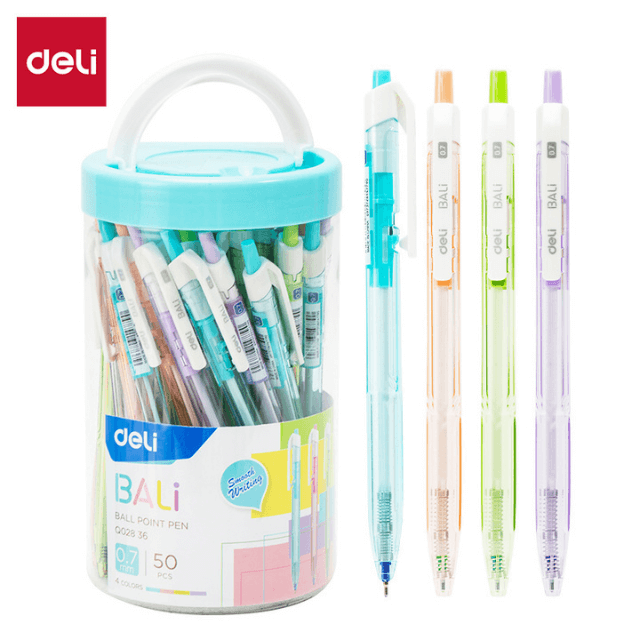 Deli Q02836 Bolígrafo retráctil azul 0.7mm bote c/50 pzas