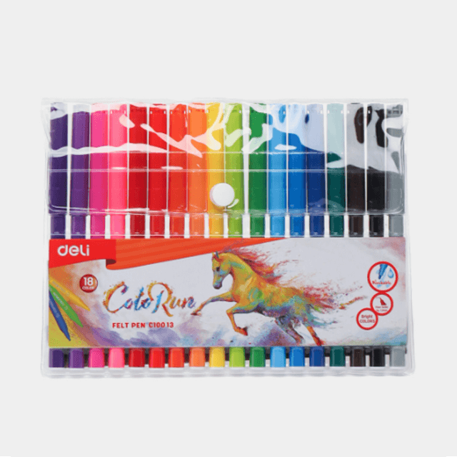 Deli C10013 Plumones lavables punta bala blister c/18 pzas