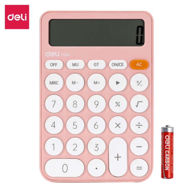 Deli M124 Calculadora de escritorio rosa pza