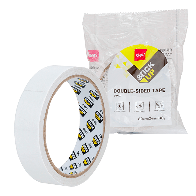 Deli 30407 Cinta doble cara 24mmx9.14mx80micras caja c/36 pzas