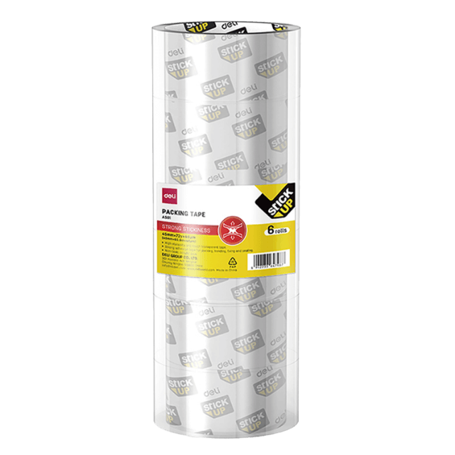 Deli A501 Cinta de embalaje transparente 45mmx66mx48 micras empaque c/6 pzas