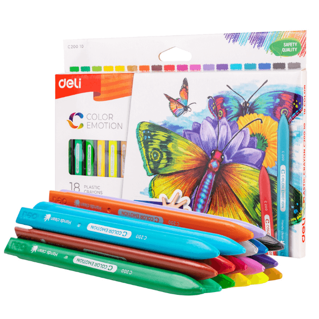 Deli C20010 Crayones de plástico triangulares caja c/18 pzas