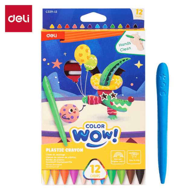 Deli C229-12 Crayones de plástico ergónomicos caja c/12 pzas