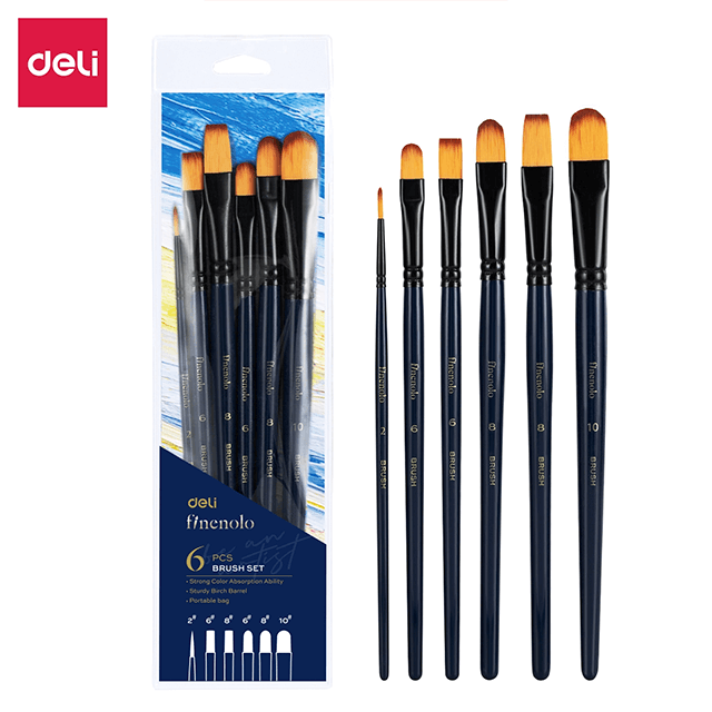 Deli C278 Juego de pinceles para pintura acrilica blister c/6 pzas