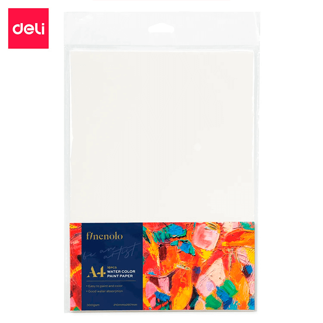 Deli C270-A4 Papel A4 para acuarela 300 gr blister c/16 hojas