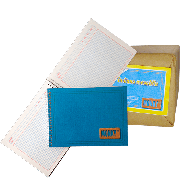 CUADERNO ITALIANO CUADRO 7MM 100 HOJAS PAQ. C/50