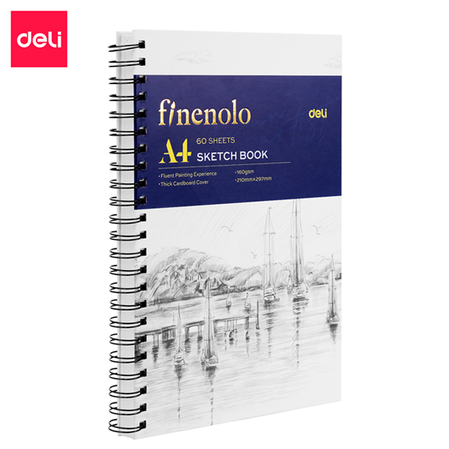 Deli C275 Cuaderno para dibujo espiral lateral 60 hojas 160 gr A4 pza