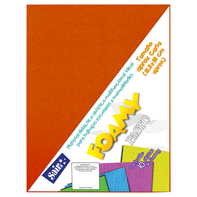 FOAMY PLUSH PASTO 06 NARANJA T/CARTA PQT C/10