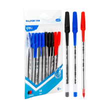 Deli Q4-MT Bolígrafo azul/rojo/negro 1.0mm bolsa c/10 pzas