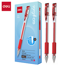 Deli 6600S Bolígrafo de gel rojo  0.5mm caja c/12 pzas