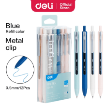 Deli G86-BL Bolígrafo retráctil de gel azul 0.5mm caja c/12 pzas