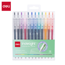 Deli G118-12B Bolígrafo retráctil de gel colores surtidos 0.5mm blister c/12 pzas