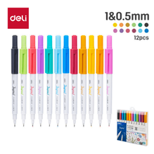 Deli U302 Plumones doble punta 1.0mm/0.5mm blister c/12 pzas