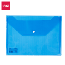 Deli F10432 Sobre de plástico azul transparente con broche A4 caja c/12 pzas
