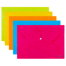 Deli 39640 Sobre de plástico colores flourescentes con broche A4 caja c/10 pzas