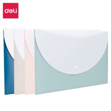 Deli F763 Sobre de plástico colores pasteles con broche A4 solapa blanca caja c/10 pzas