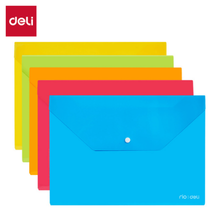 Deli 38131 Sobre de plástico colores surtidos con broche A4 caja c/10 pzas
