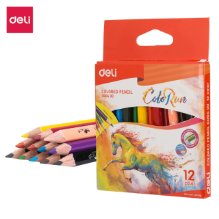 Deli C00400 Lápices de colores triangulares cortos caja c/12 pzas