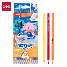 Deli C140 Lápices de colores triangulares largos caja c/12 pzas