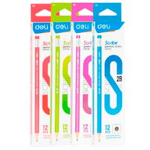 Deli EU51000 Lápiz de grafito diferentes colores 2B Caja C/12 pzas