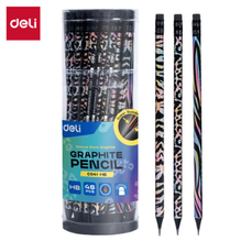 Deli C041-HB Lápiz de grafito negro con diseño holográfico HB bote c/48 pzas