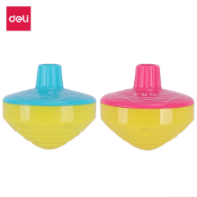 Deli R01301 Sacapuntas pirinola azul/rosa sencillo con depósito amarillo caja c/12 pzas