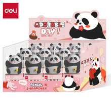 Deli H572 Sacapuntas figura oso panda sencillo caja exhibidora c/12 pzas
