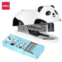 Deli 0453 Set mini engrapadora figura oso panda y grapas caja c/12 sets