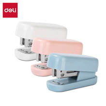 Deli M212 Set mini engrapadora blanca/rosa/azul y grapas caja c/12 sets