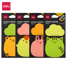 Deli A55002 Notas adhesivas animales/nubes blister con 2 blocks de 20 h multicolores caja c/32 pzas