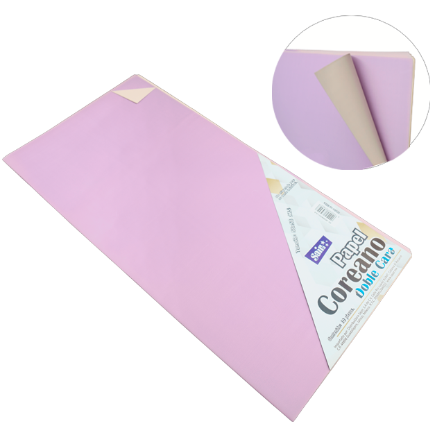PAPEL COREANO 58X58 APROX DOBLE CARA 03 MORADO-LILA CLARO PQT C/10