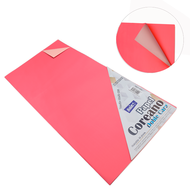 PAPEL COREANO 58X58 APROX DOBLE CARA 04 ROSA PALIDO- SALMON PQT C/10