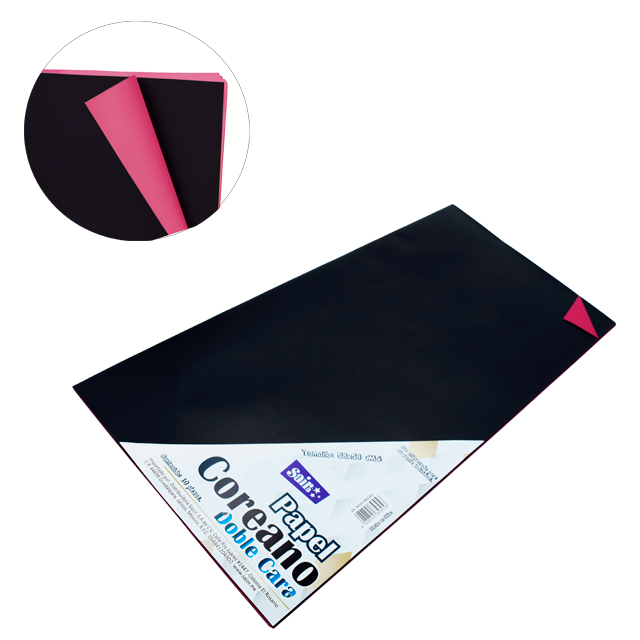 PAPEL COREANO 58X58 APROX DOBLE CARA 05 ROJO- NEGRO PQT C/10