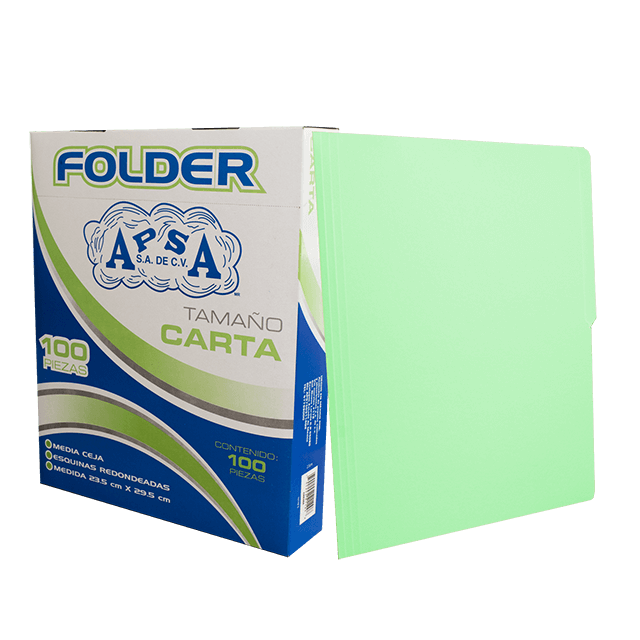 FOLDER MARCA APSA T/CARTA VERDE CAJA C/100