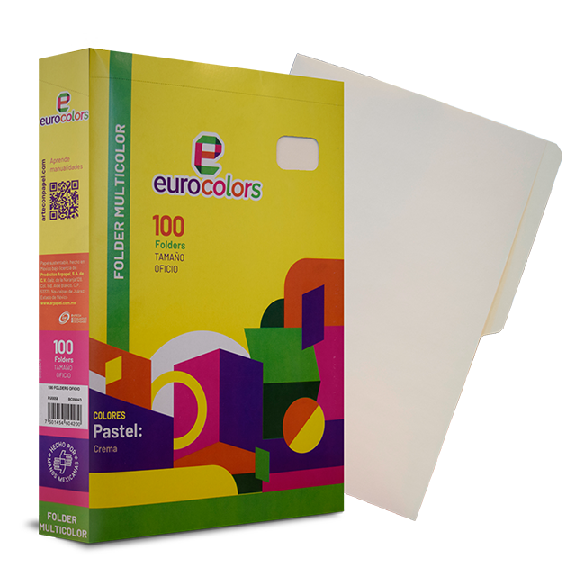 FOLDER EUROCOLORS T/OFICIO CREMA CAJA C/100
