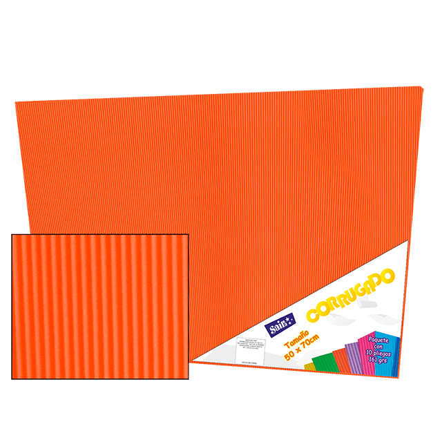 CORRUGADO 50X70 161-17 NARANJA PQT C/10