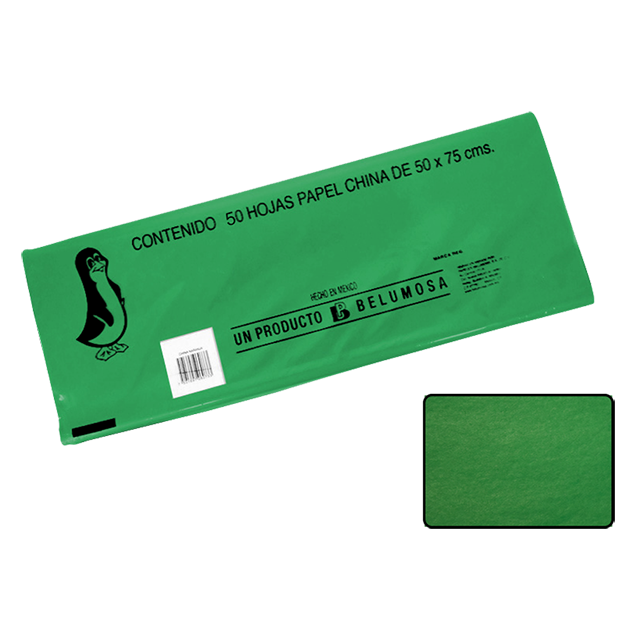 CHINA PAPEL BELUMOSA 20 C/50 NO.19 VERDE BANDERA