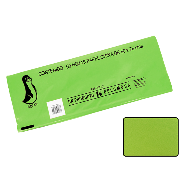 CHINA PAPEL BELUMOSA 20 C/50 NO.43 VERDE MANZANA