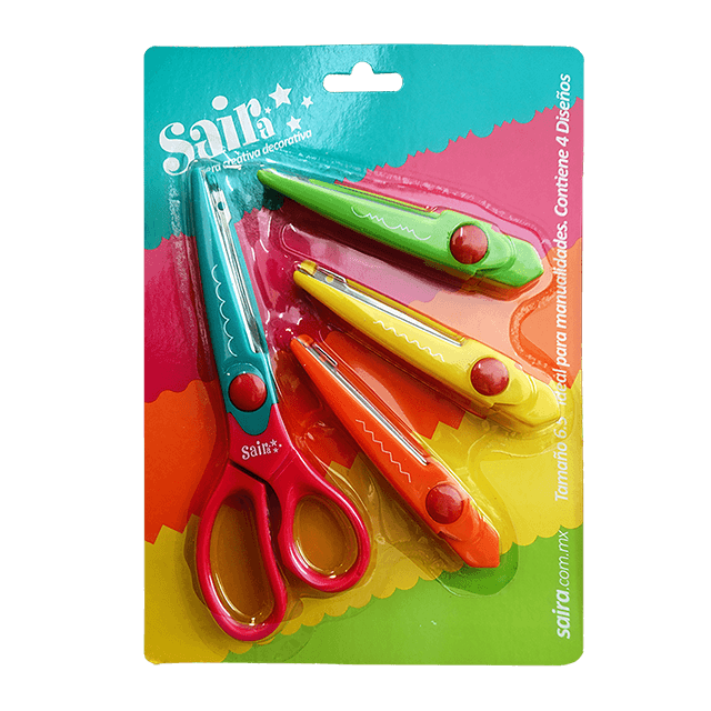 TIJERA CREATIVA PARA DECORACIONES 4 DISEÑOS TJ-015 CAJA C/12