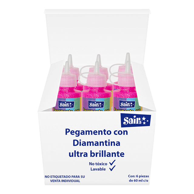 SILICON CON DIAMANTINA #12 ROSA 60ML CAJA C/6 PZAS