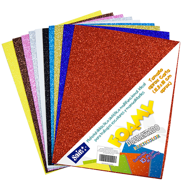 FOAMY DIAMANTADO T/CARTA MULTICOLOR PQT C/10