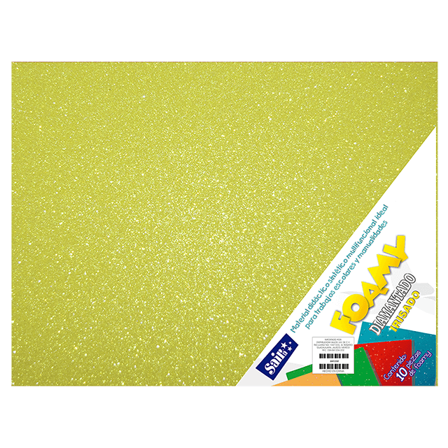 FOAMY DIAM. IRISADO 43X56 35 AMARILLO  PQT C/10