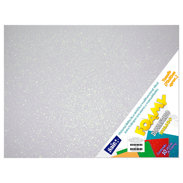 FOAMY DIAM. IRISADO 70X90 #36 BLANCO C/10
