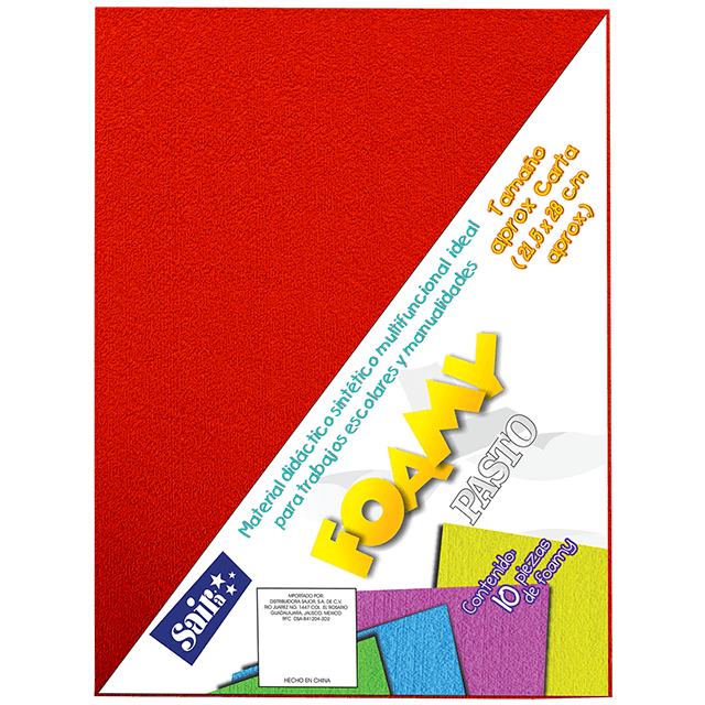 FOAMY PLUSH PASTO 01 ROJO T/CARTA  PQT C/10