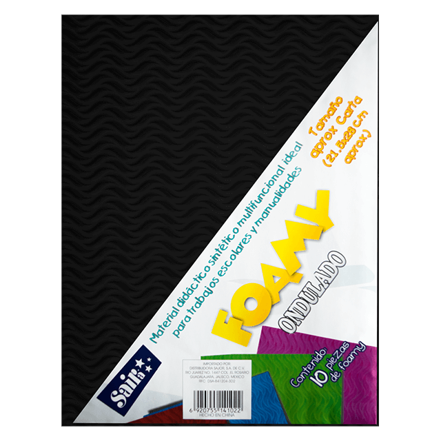 FOAMY ONDULADO 13 NEGRO  T/CARTA PAQ C/10